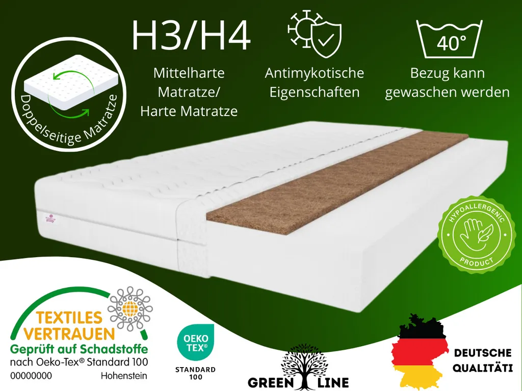 Matelas bébé coco 70x140 cm H3/H4 - Couchage ferme et naturel blanc