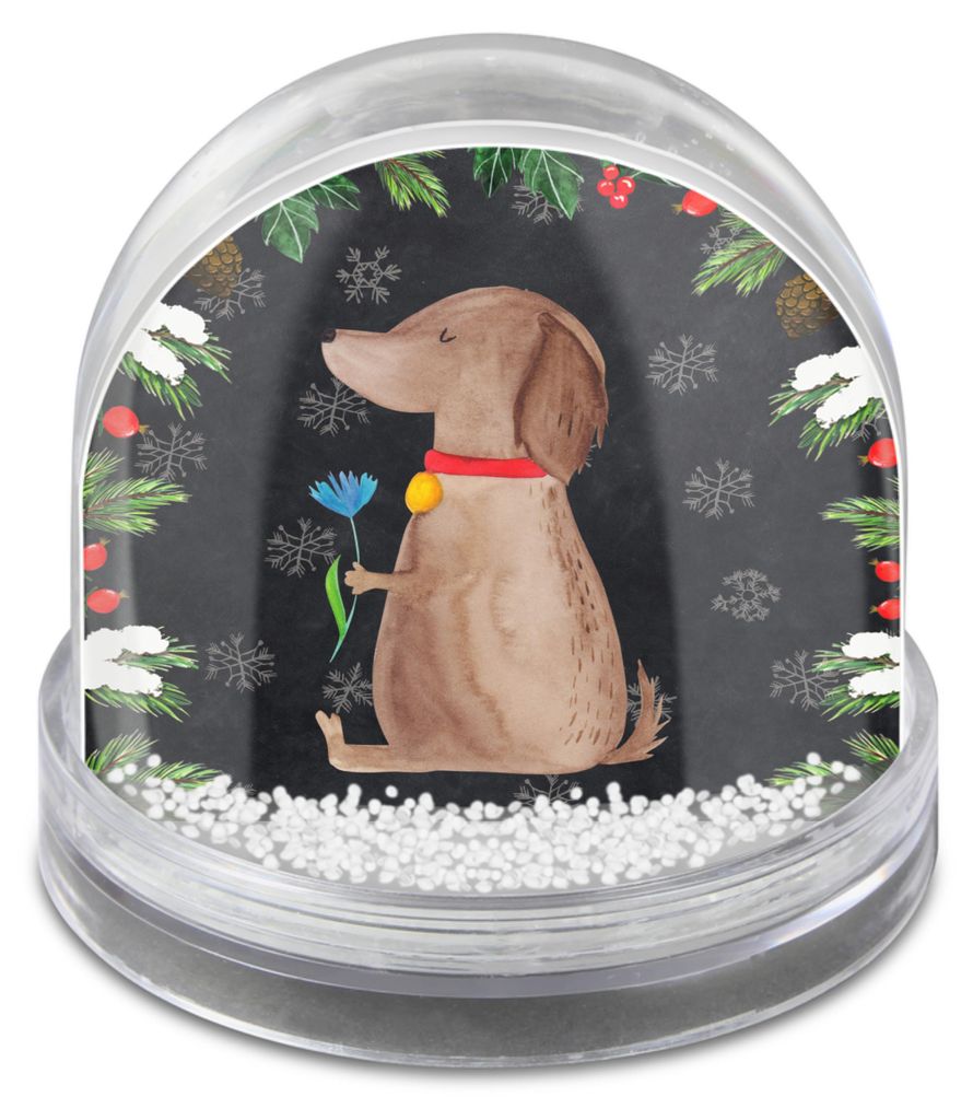 Mr. & Mrs. Panda Schneekugel Weihnachten Hund Blume - Kreidetafel - Geschenk, Sprüche, schnee kugel, Süß, Frauchen, dekoartikel, Haha, Winter-Sc...