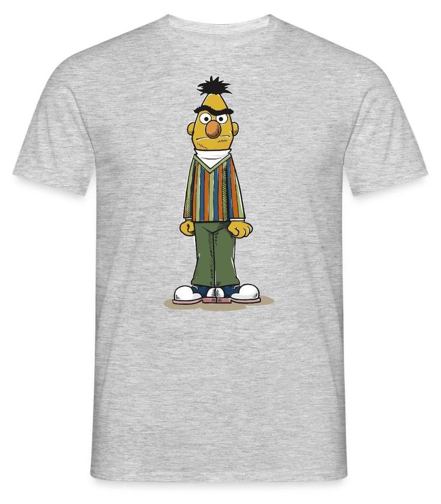 Spreadshirt Sesamstraße Bert wütend Männer T-Shirt, M, Grau meliert