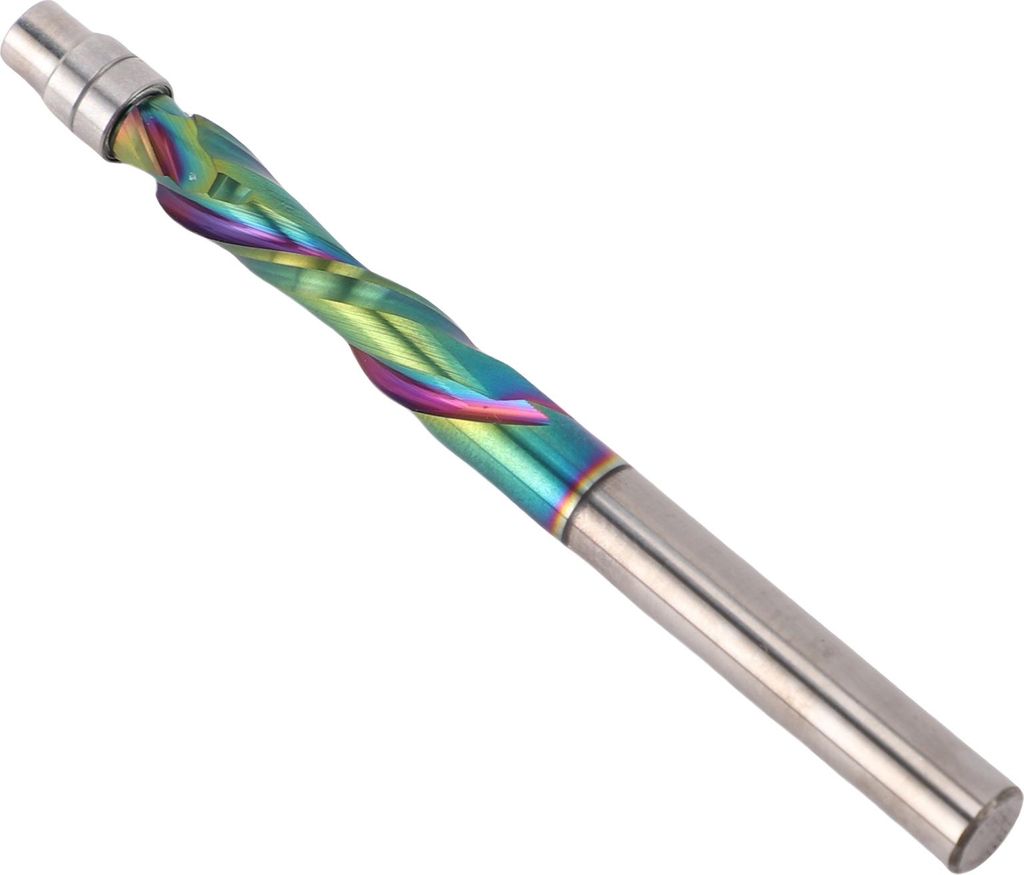 DLC-beschichteter Fräser, 2 Schneiden, Spiral-Bündigfräser, Vollhartmetall-Lager-geführter Schaftfräser für die Holzbearbeitung
