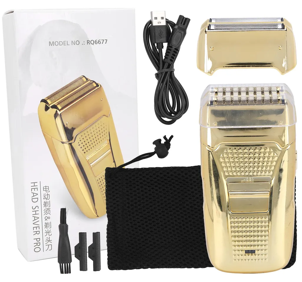 Rasoir électrique oscillant pour homme avec tondeuse de finition Or
