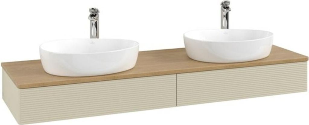 V&B Waschtischunterschrank mit Frontstruktur Antao 160x50cm, HL, WBP hon. Oa, si Gr m Lac