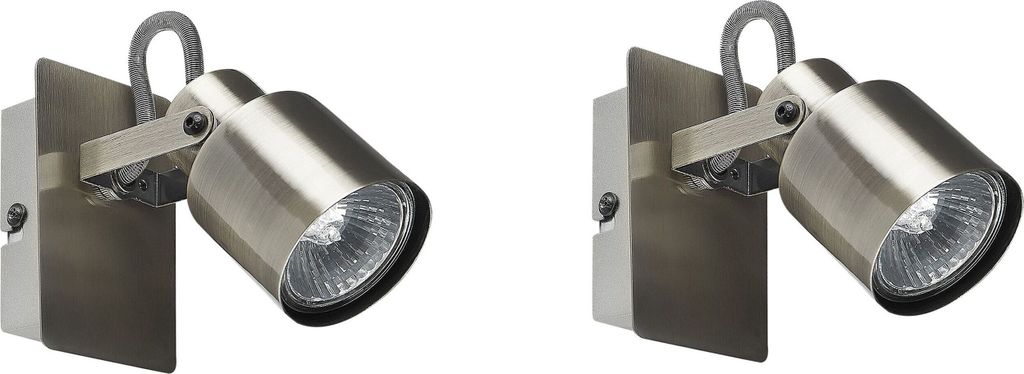 BELIANI Wandleuchte 2er Set Silber Metall 2-flammig In Matt Verstellbar Zylinderform Industrie Look Moderne Wandleuchte
