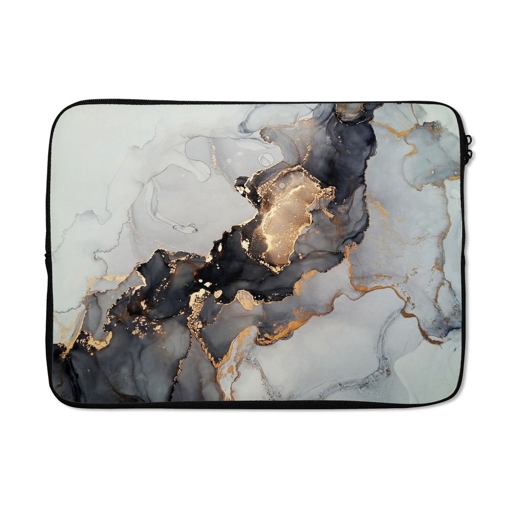 MuchoWow Laptop Hülle 14 ZollSchwarz - Marmor - Luxus - Gold Laptoptasche - Laptoptasche - Stoßsicher - Schutzhaube