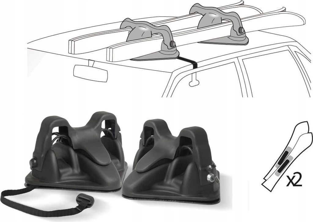 Magnetische ski-houder, afsluitbaar, geschikt voor 2 paar Productafbeelding 