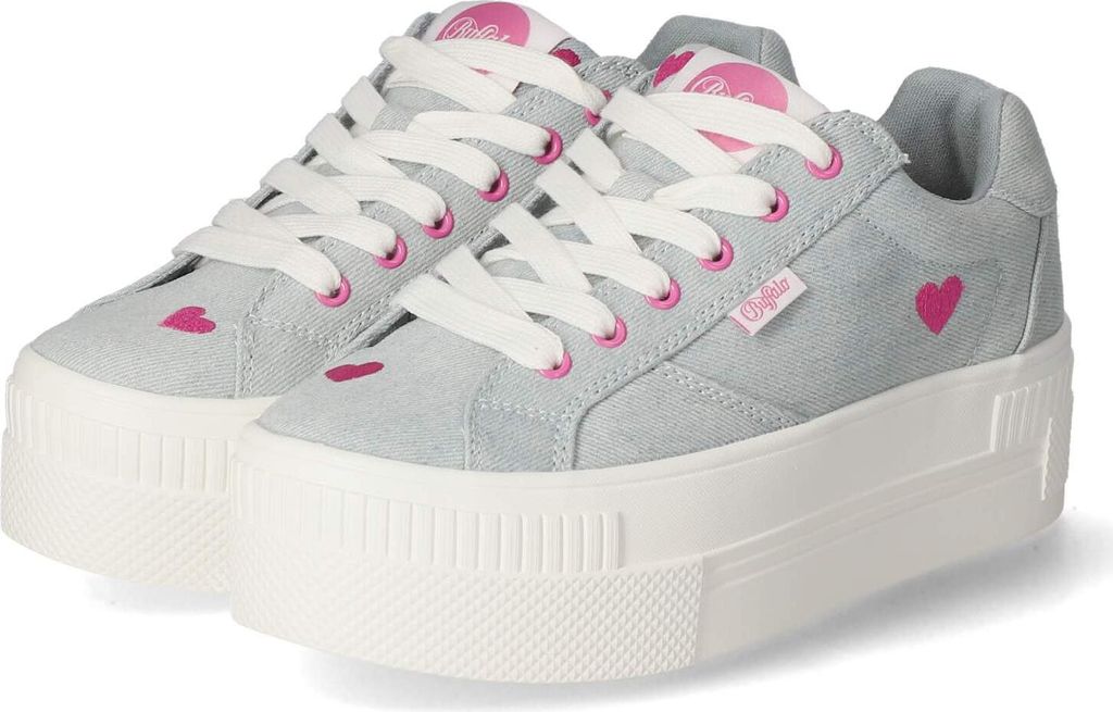 Buffalo Damen Low Sneaker PAIRED HEART Blau Textil Größe: 40