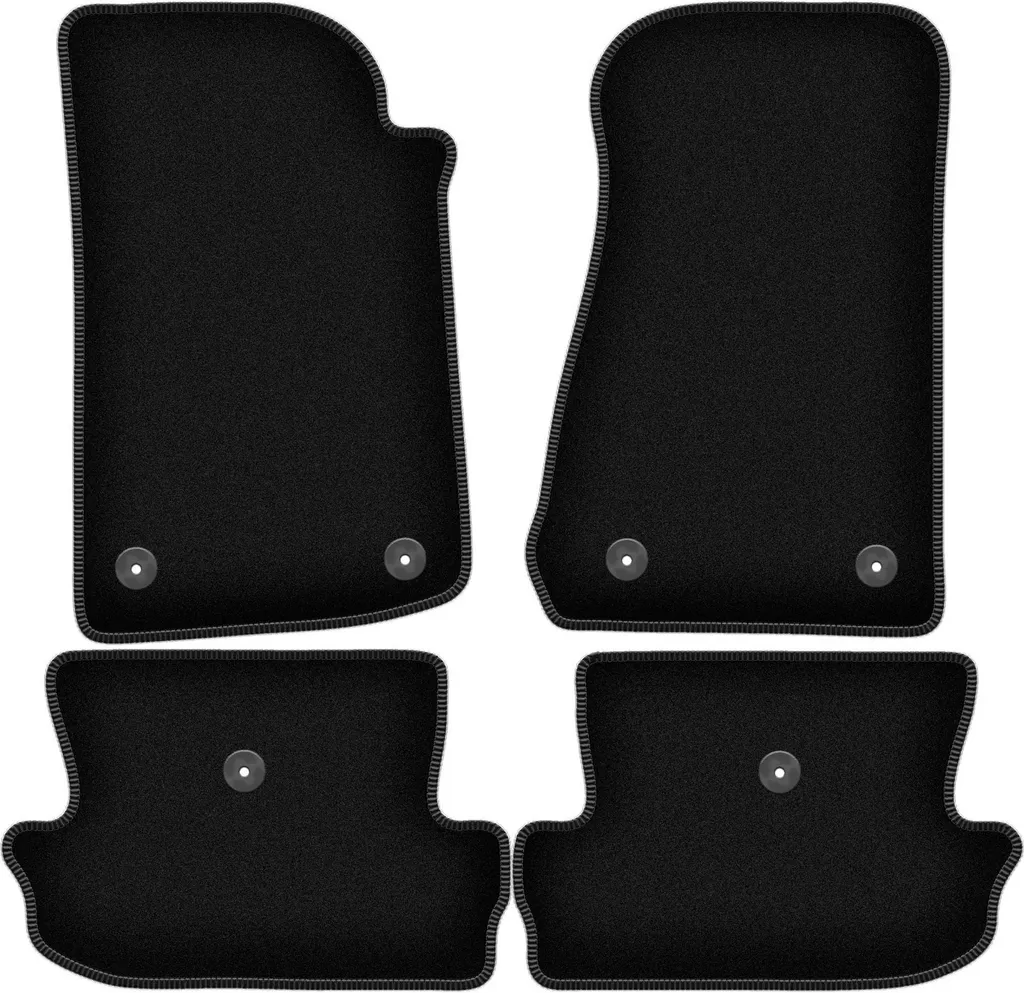 Tappetini in velluto per Jeep Wrangler JL (2017-, 4 porte) neri, set 4 pz, con fissaggi