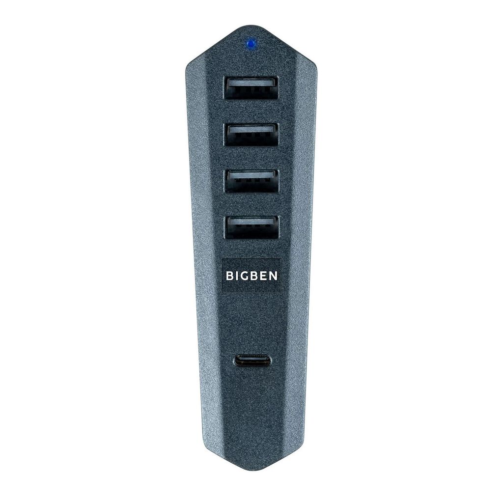 A dark gray USB hub with multiple ports, branded 'BIGBEN', is shown against a white background.