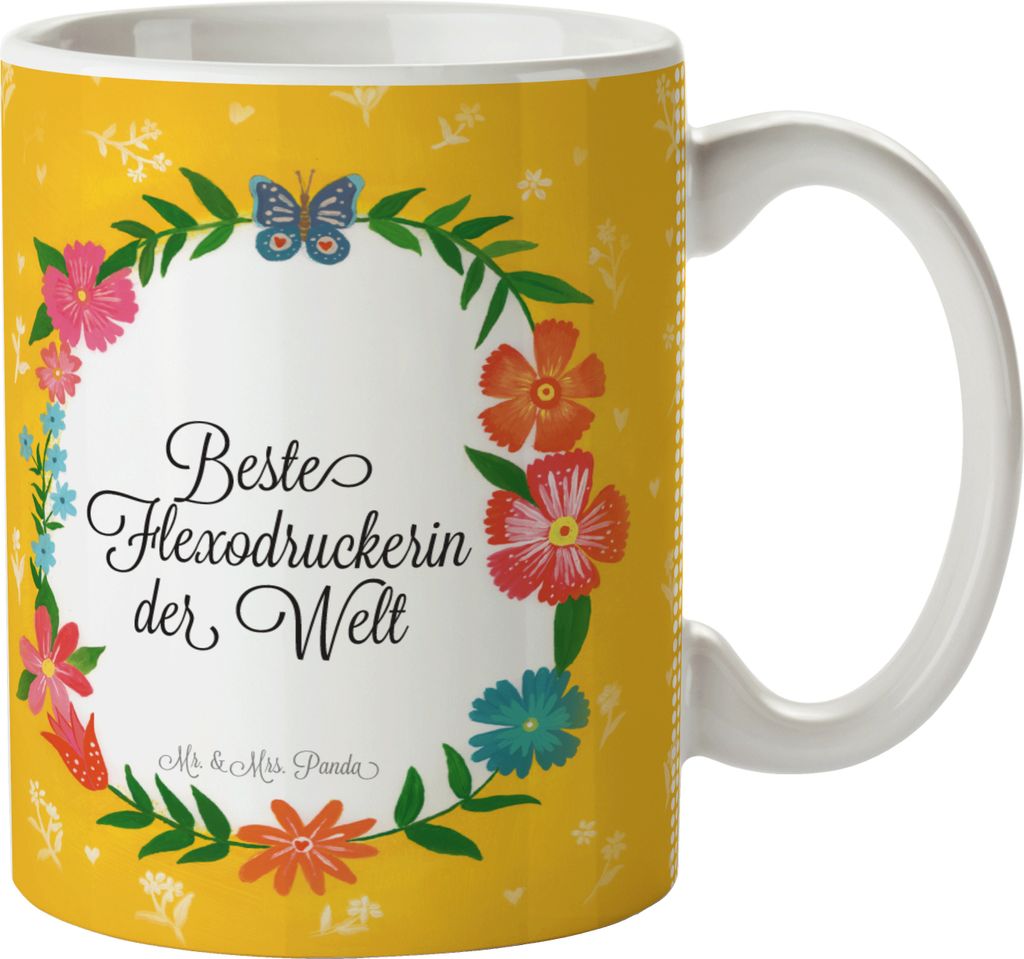 Mr. & Mrs. Panda Becher Flexodruckerin - Geschenk, Kaffeetasse, Tasse mit Spruch, Berufsschule, Schenken, Kaffeebecher, Berufsausbildung, cappuccin...