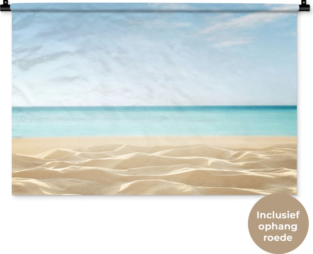 MuchoWow Wandteppich Wandbehang Strand - Meer - Sand 90x60 cm Tapisserie Dekoration Wandtuch - Wandskulpturen - Bildteppich