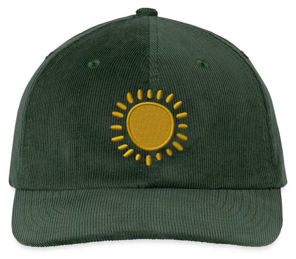 Spreadshirt Sonne In Stickoptik Für Gute Laune Und Sommerfeeling Bestickte Cord Cap, One size, Tannengrün