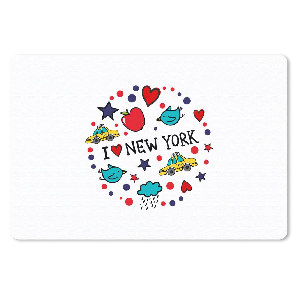 MuchoWow Schreibtischunterlage New York - Vogel - Zeichnung 60x40 cm - XXL Mauspad - Großes Mauspad
