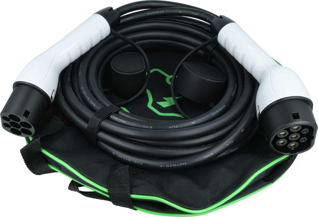 vhbw Typ 2 Ladekabel 11 kW 16 A 3-phasig 10 m für E-Auto - Kabel für Wallbox & Ladestation