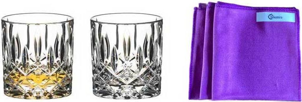 Dekomiro Set RIEDEL TUMBLER COLLECTION SPEY SINGLE OLD FASHIONED 2er Set mit Glasreinigungstuch