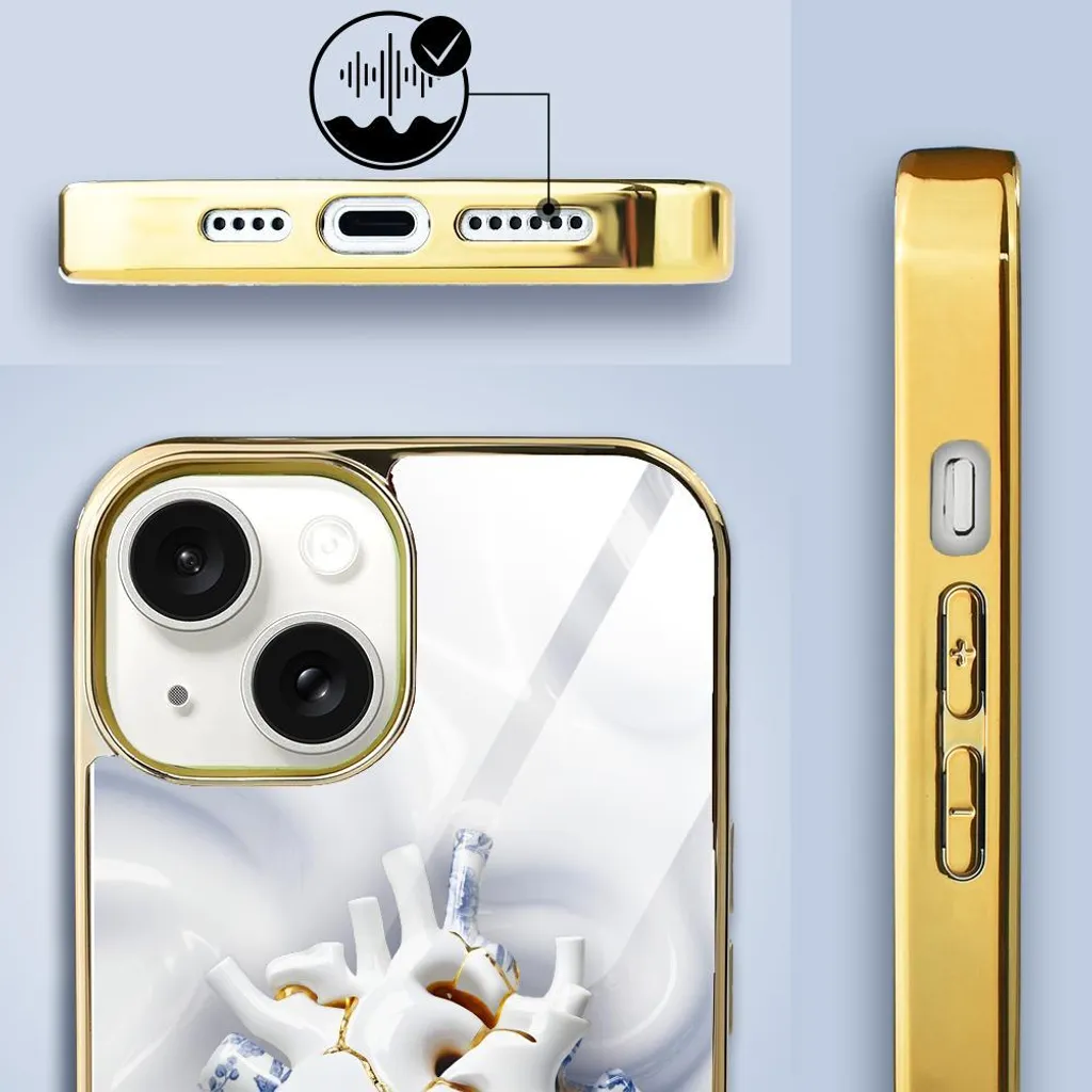 Coque de protection rigide pour iPhone 14 en verre trempé chic
