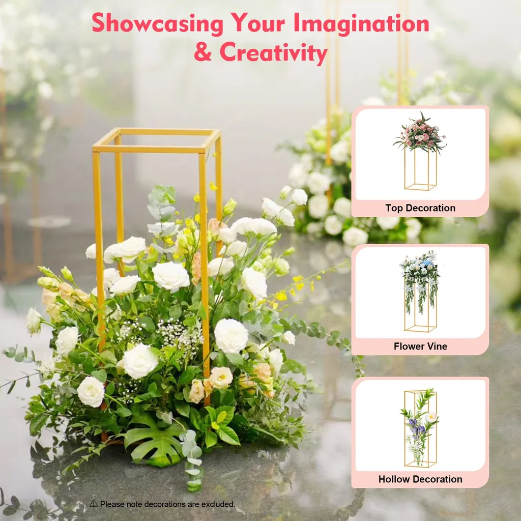 Support à fleurs en métal doré résistant au design polyvalent format L