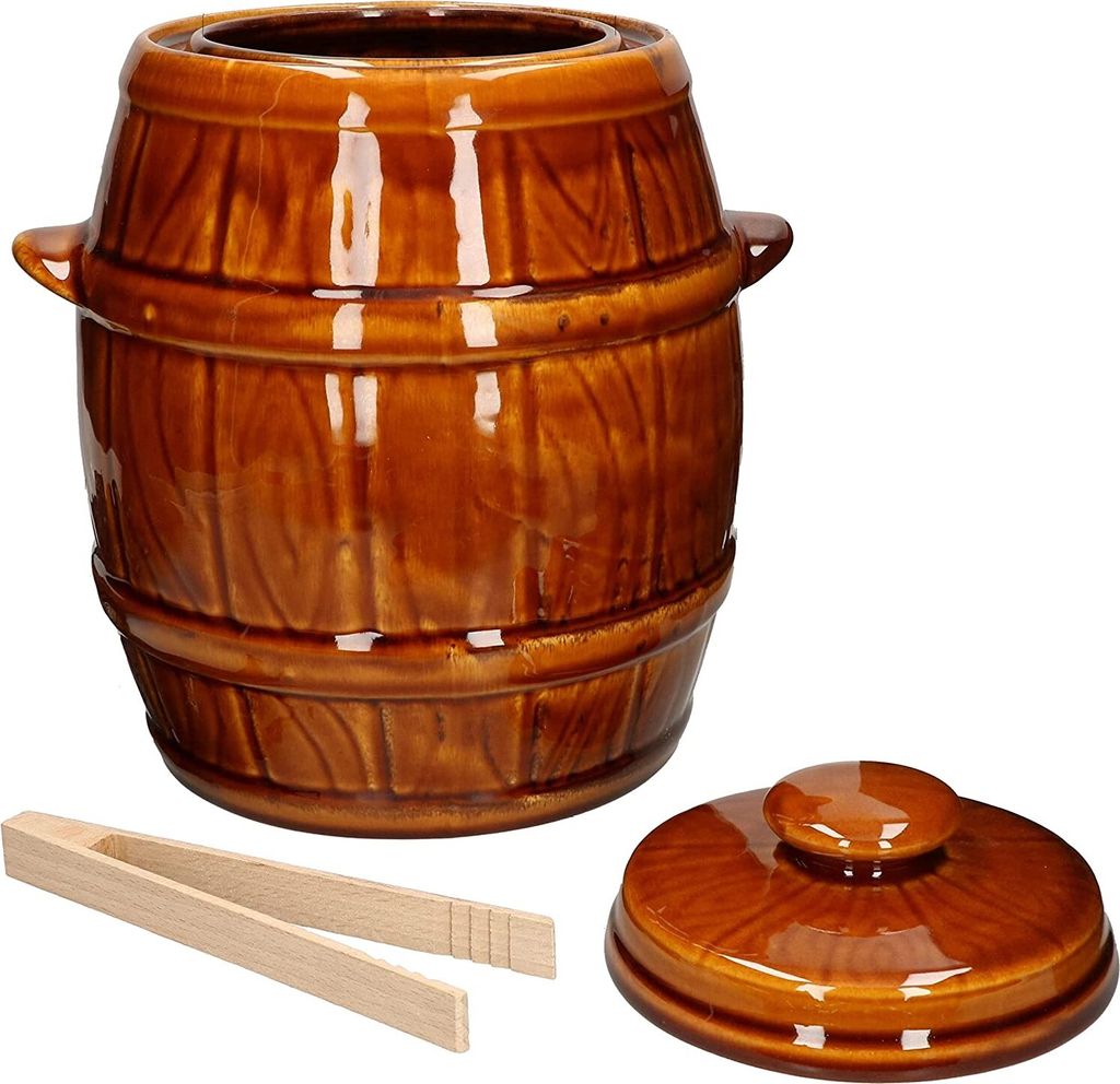 KOTARBAU Tontopf Hermetisch Verschließbar 5 L zum Gären mit Deckel + Holzzange Gratis