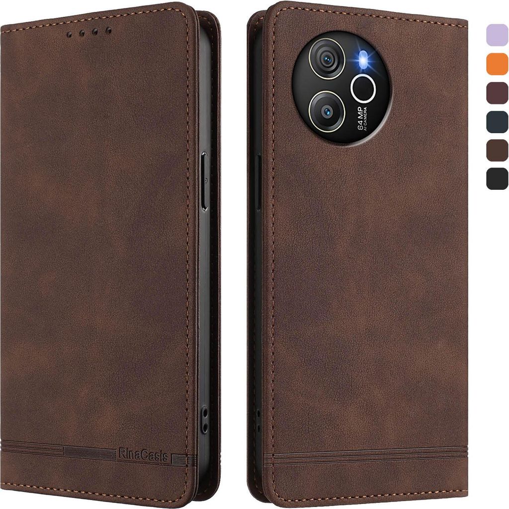 Hülle für Blackview Shark 8 /Oscal Tiger 12, Retro Kunstleder Ständer Klapphülle mit Kartenfächer und Magnetische Braun