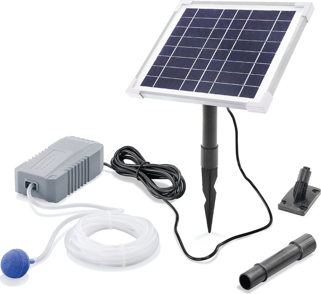 esotec Solar Teichbelüfter-Set 6/130 mit LiFePO4 Akku-Speicher Luftpumpe 101848