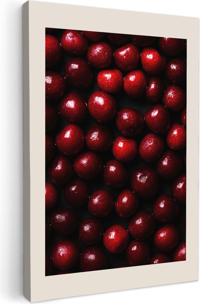 Leinwand Bilder 20x30 cm - Küche - Dunkelrot - Kirschen, Bilder Modern, Leinwandbilder, Wanddeko