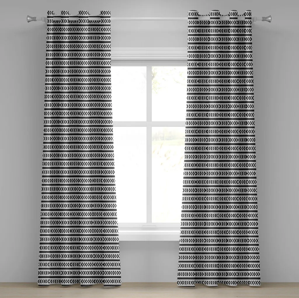 Rideau gris anthracite à rayures style grunge avec œillets métalliques