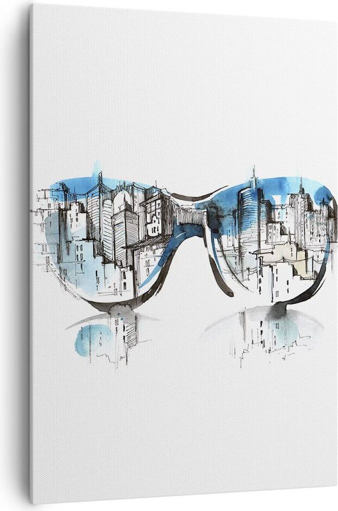 Bild auf Leinwand - Leinwandbild - Einteilig - Gläser Fenster Gebäude Wolkenkratzer - 70x100cm - Wand Bild - Wandbilder - Leinwanddruck - Wanddek...