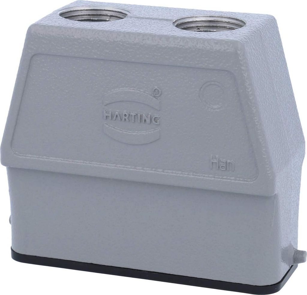 HARTING Han 16A Tüllengehäuse hoch, 2xM20 gerader Kabelabgang, für 1 Bügel (am Unterteil) Verschraubung M20