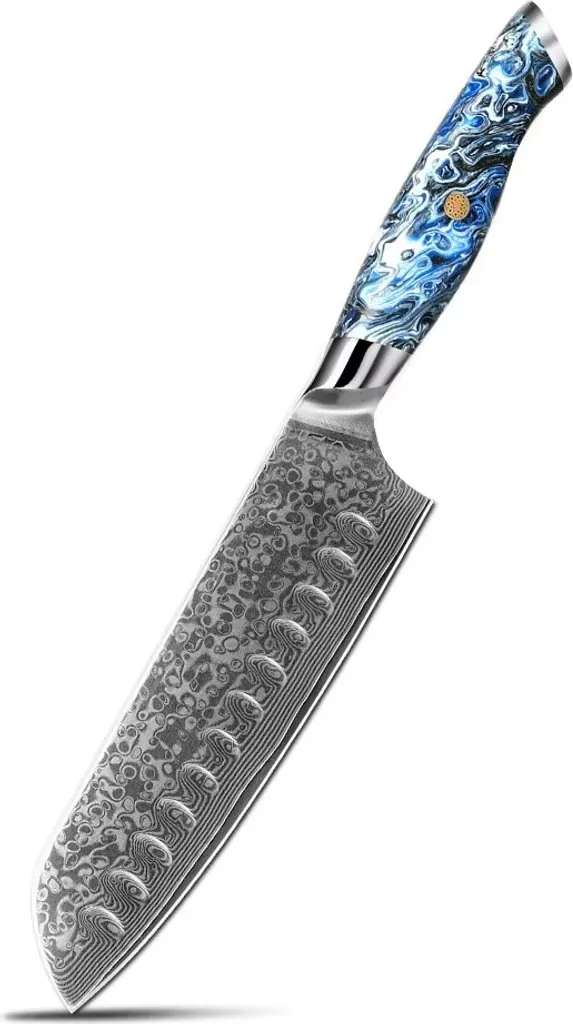 Coltello da Chef Akio Santoku Damasco Blu - Performance VG10 KP37331
