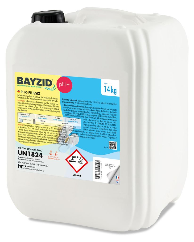 1x14 kg BAYZID® flüssiger pH-Heber Plus zur ph-Regulierung Produktbild 