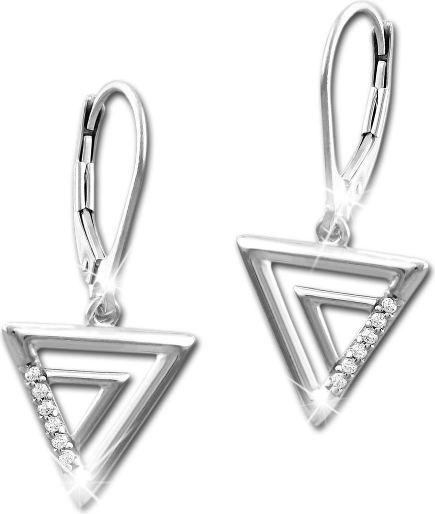 SilberDream weiß Ohrringe Dreiecke Zirkonia Damen 925 Silber Ohrhänger SDO4315W