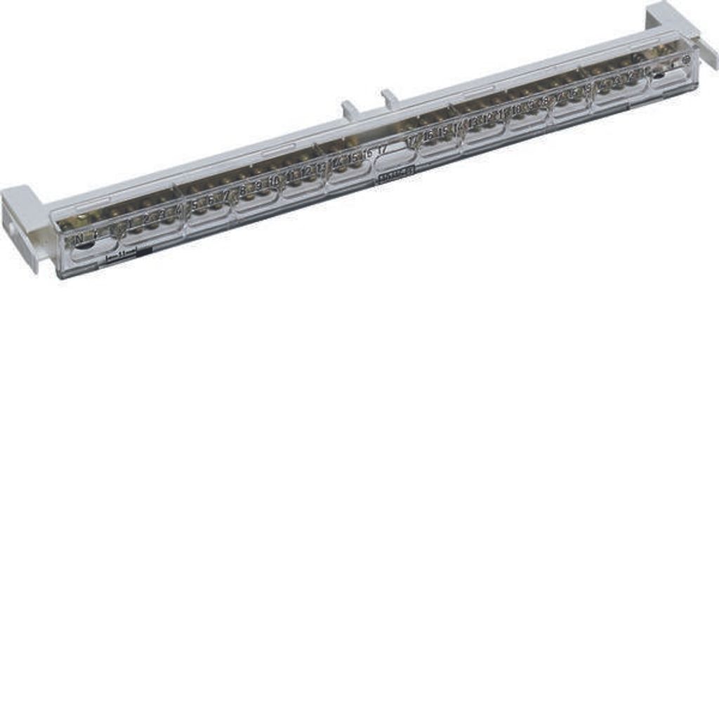 HAGER PE/N-Klemmenträger, Volta, mit 17 Messing-Klemmstellen