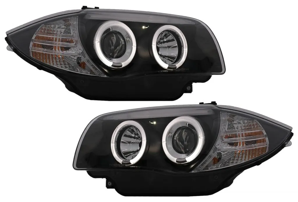 Phares Angel Eyes BMW Série 1 E81 E82 E87 E88 2004-2011 Optiques Noirs