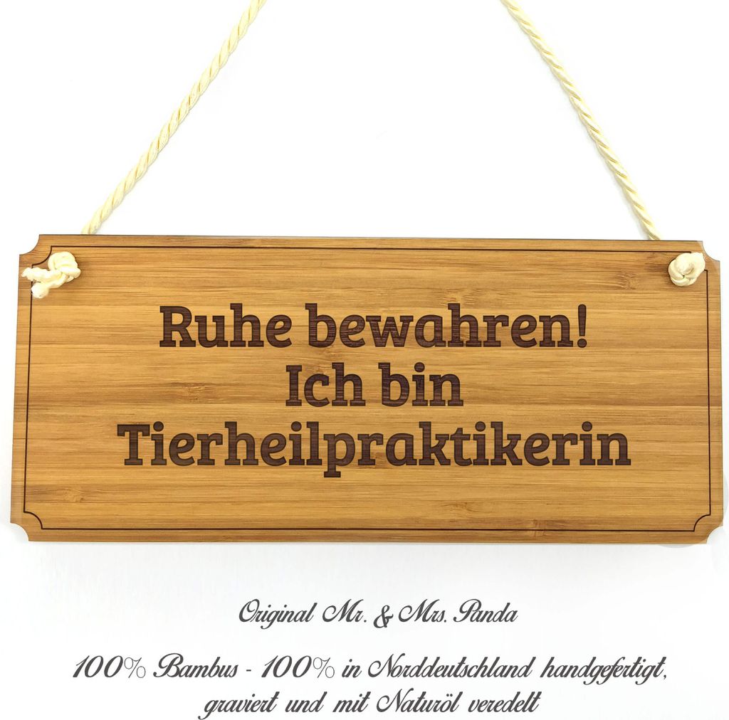 Mr. & Mrs. Panda Praxisschild Tierheilpraktikerin - Geschenk, Wegweiser, Shabby, Graviert, Infotafel, Reklameschild, Schild, Holzschild, Landhaus, ...