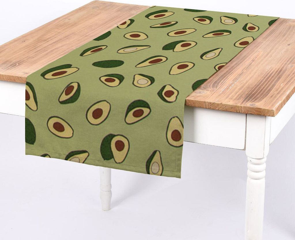SCHÖNER LEBEN. Tischläufer Avocado grün braun 40x160cm