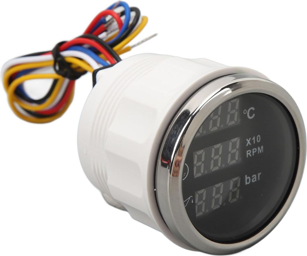 Wassertemperaturdrehzahlöl -Druckmesser 52 mm 3 in 1 Digitalanzeige für RV Yacht Fischerbootschiff DC 9 bis 32 V Schwarzes Zifferblatt Silberlün...