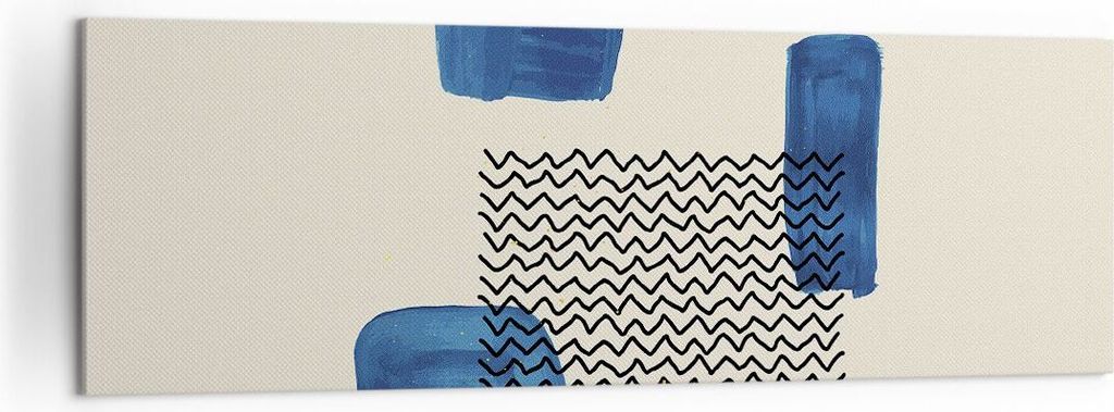 Bild auf Leinwand - Leinwandbild - Einteilig - Abstraktion Flecken Zickzack - 160x50cm - Wand Bild - Wanddeko - Wandbilder - Leinwanddruck - Bilder...