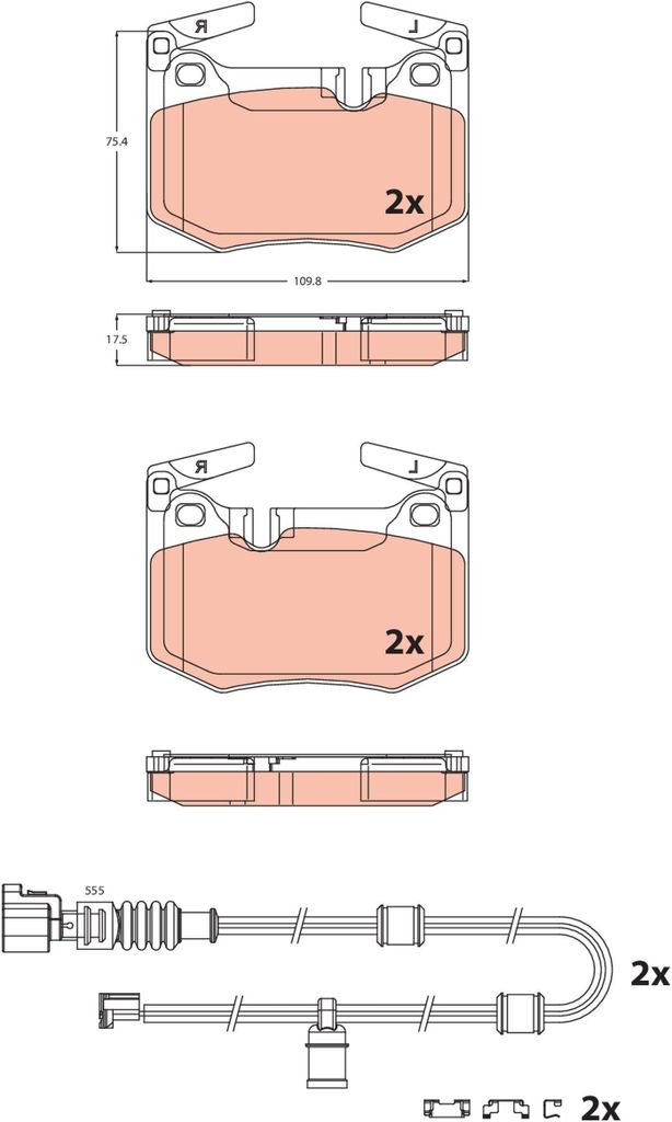 TRW Bremsbeläge Satz Hinten für LEXUS GS (GRL1, GWL1) GDB2543