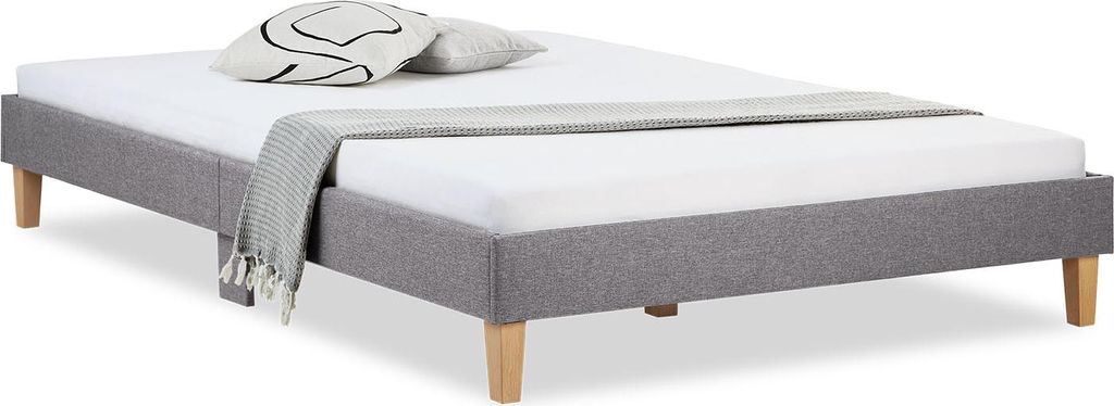 Lit Rembourré 140 x 200 cm Lit Double Gris Lit fFton Cadre Image du produit 