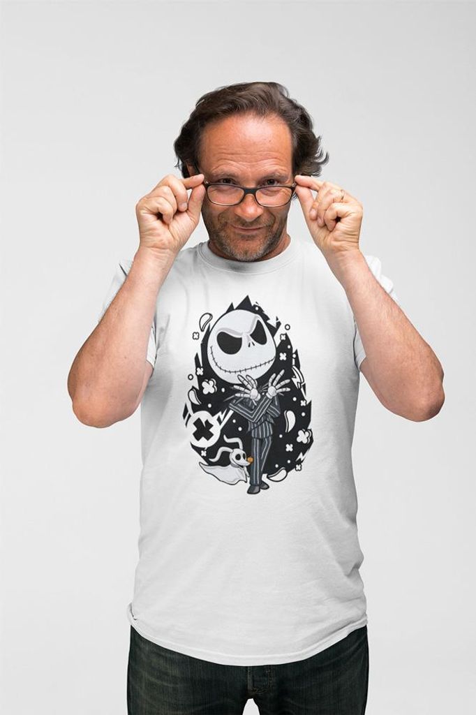 D&B Uni Polo PC00054 Jack Skellington Weiß-Größe 2XL