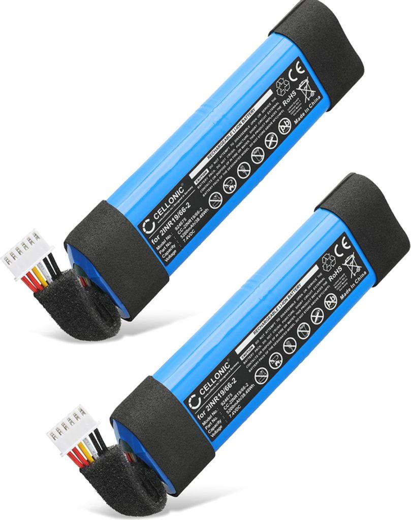 CELLONIC 2x Akku für Lautsprecher Kompatibel mit JBL Xtreme 2, 2INR19/66-2 - (5200mAh, 7.4V)