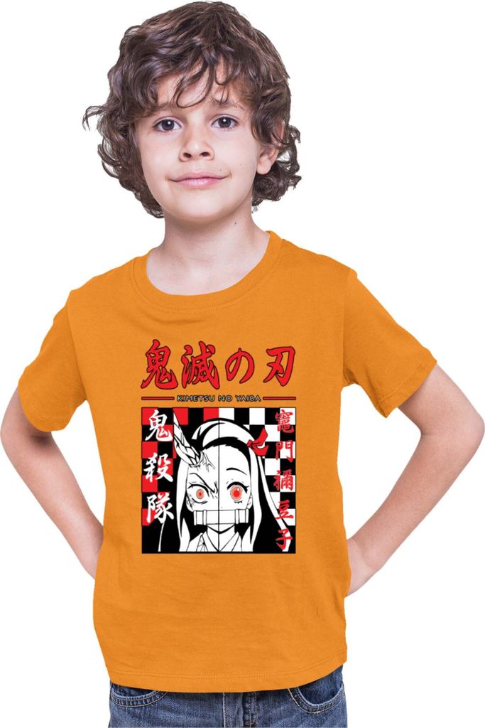 Kinder T-Shirt Demon Anime Slayer Kimetsu No Yaiba Nezuko Kamado 009, 5-6 Jahr - 116 / Orange