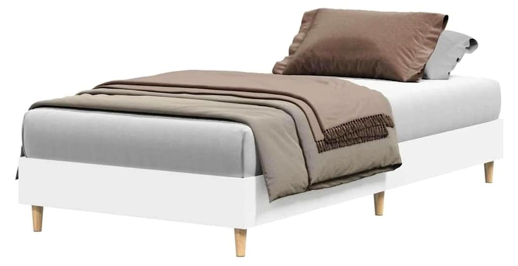 Bettgestell ohne Matratze in Weiß 75x190 cm aus Holzwerkstoff