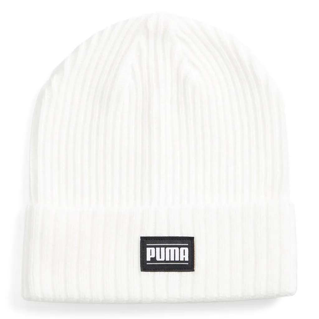 Bonnet de ski et ville PUMA Ribbed Beanie blanc cassé chaud et doux