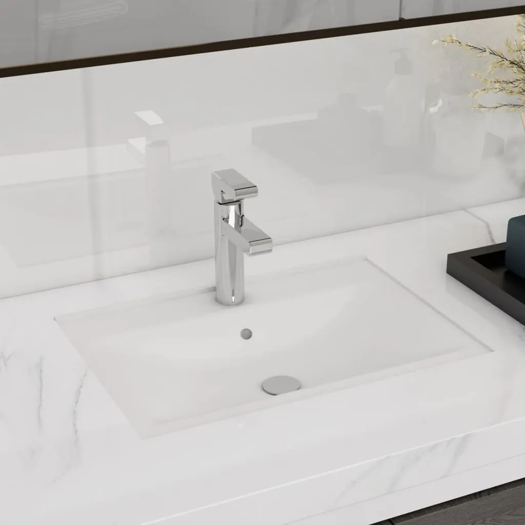 Lavabo Bianco Ceramica Rettangolare per Famiglie The Living Store