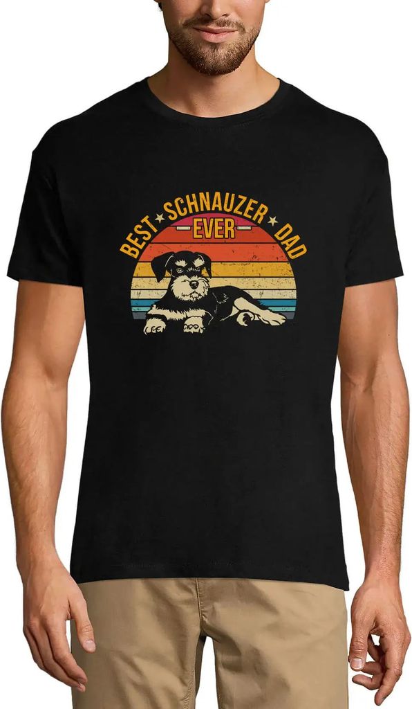Herren Grafik T-Shirt Bester Schnauzer Papa aller Zeiten – Best Schnauzer Dad Ever – Öko-Verantwortlich Vintage Jahrgang Kurzarm Lustige Druck