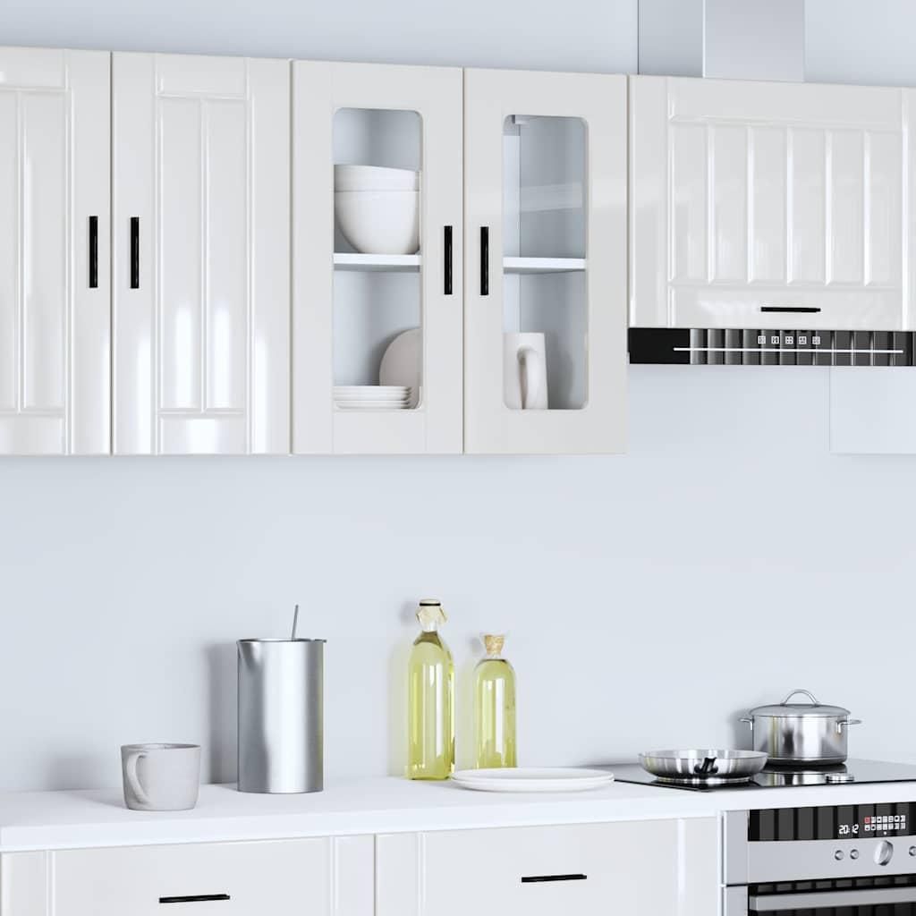vidaXL Küchen-Hängeschrank mit Glastür Porto Hochglanz-Weiß Produktbild 