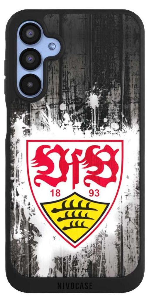 NIVOCASE Handyhülle für Samsung Galaxy A15 5G Hülle NIVOpure Case Schwarz Bundesliga Offizielles Lizenzprodukt VfB Stuttgart
