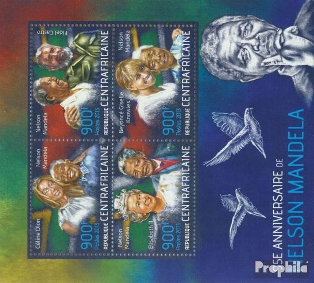 Briefmarken Zentralafrikanische Republik 2013 Mi 4485-4488 Kleinbogen (kompl. Ausgabe) postfrisch Nelson Mandela