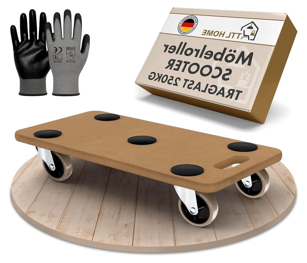 Möbelroller Scooter 58x30x11cm - 250kg Traglast Rollbrett & Transportroller mit 360° drehbaren Gummirollen & 5 Anti-Rutsch-Pads - Stabiler Rollwa...