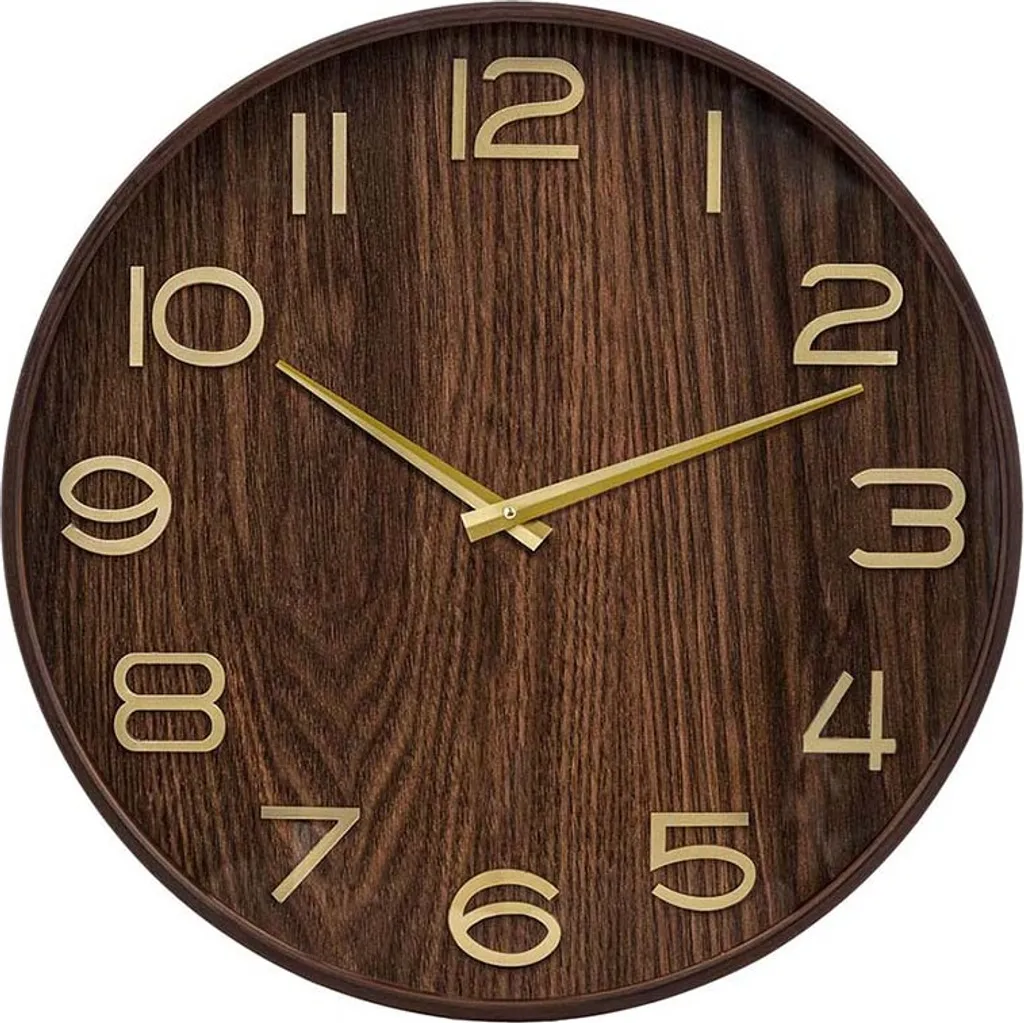 Horloge murale ronde 38 cm Garance style bois foncé pour salon chic
